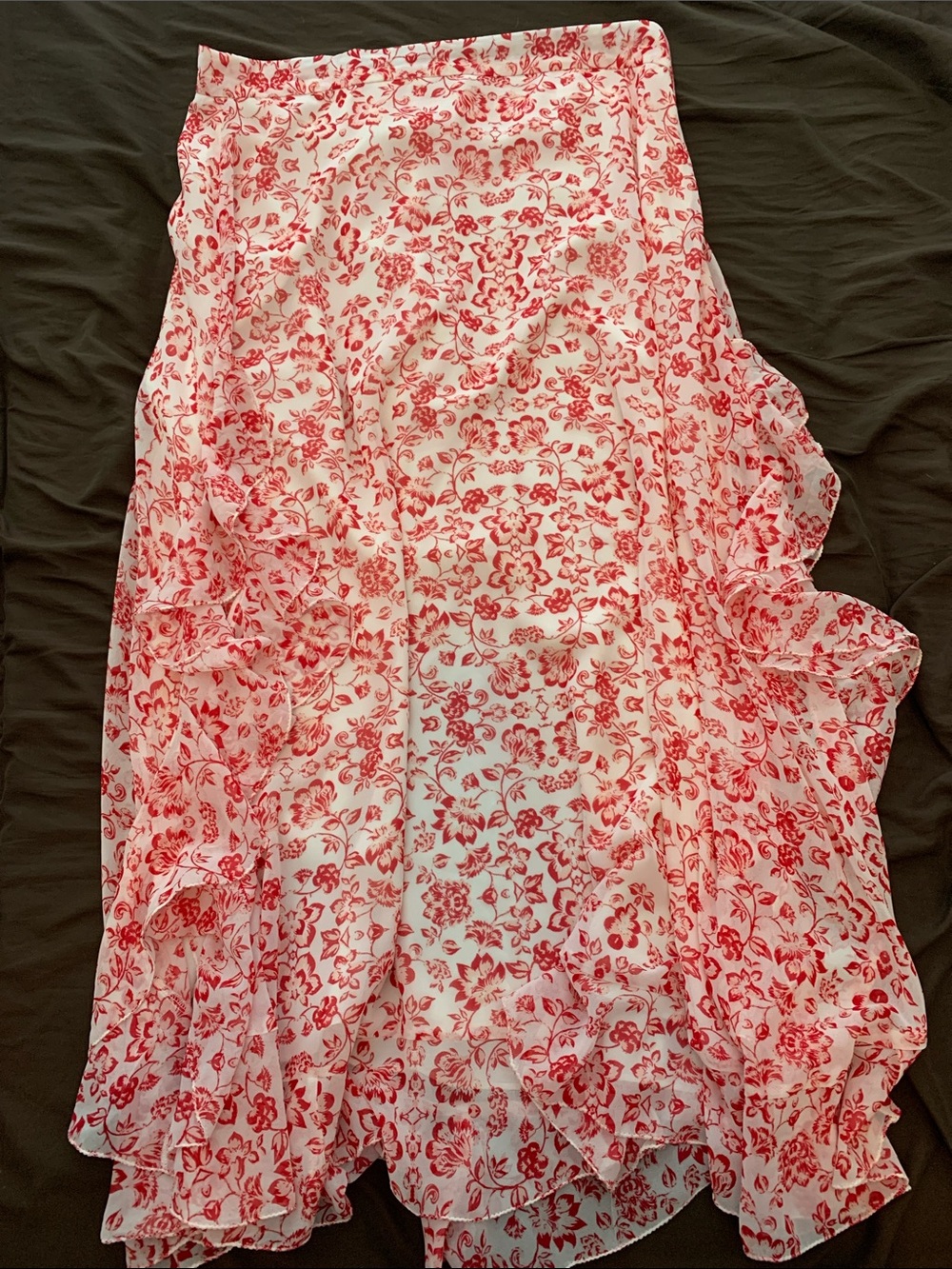 Sophie Max White Maxi Skirt with Red Floral Print